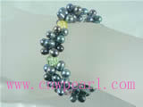 7-8mm top drilled pearl bracelet with iceflake crystal